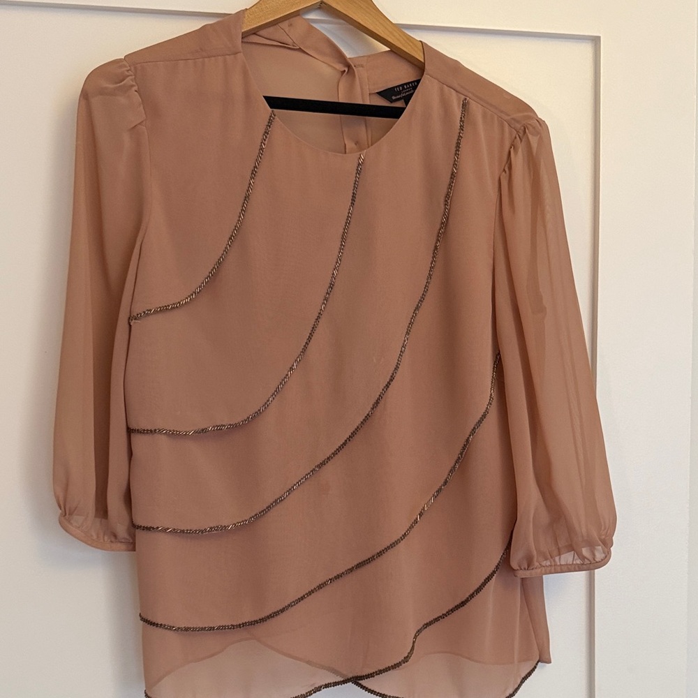 Ted Baker Dusty Rose Layered Chiffon Blouse